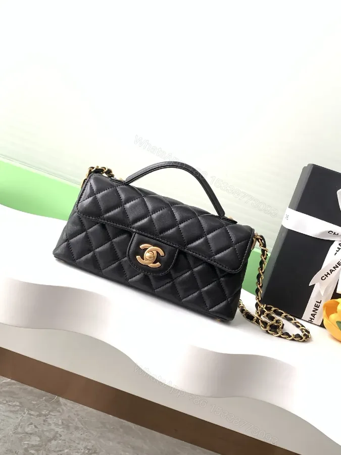 View 1 of Quilted Black Calfskin Flap Bag — Luxury Crossbody/Top-Handle