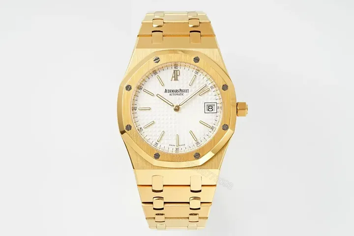 View 1 of Audemars Piguet Royal Oak 15202 Gold Watch with Petite Tapisserie Dial