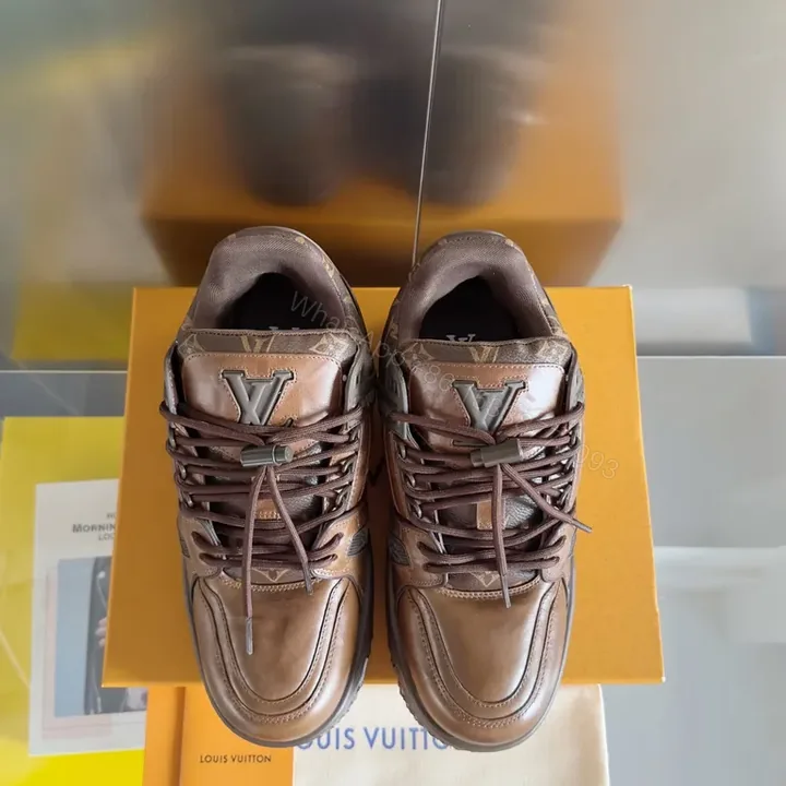 View 1 of Premium Leather LV-Detail High-Top Sneakers for All-Day Comfort