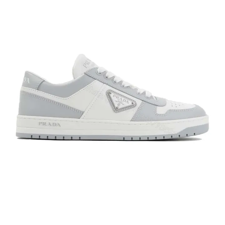 View 1 of DOWNTOWN LEATHER SNEAKERS IN WHITE AND LACQUER GRAY – PRD009