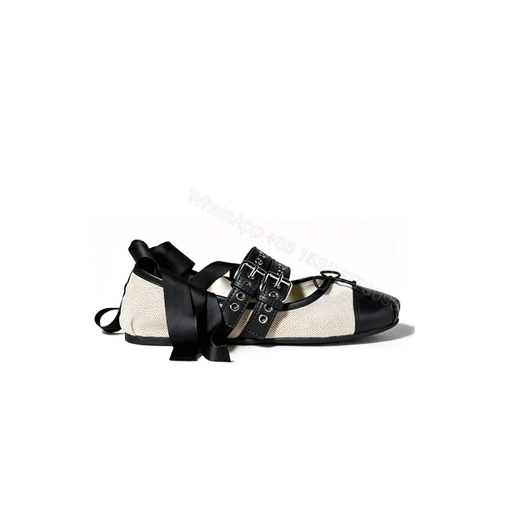 View 1 of MIUMIU Canvas and leather ballerinas 725618