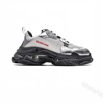 View 1 of BALENCIAGA TRIPLE S WHITE & BLACK SOLE SNEAKERS – BB170