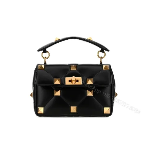 View 1 of VALENTINO GARAVANI ROMAN STUD CHAIN LINK SHOULDER BAG IN BLACK