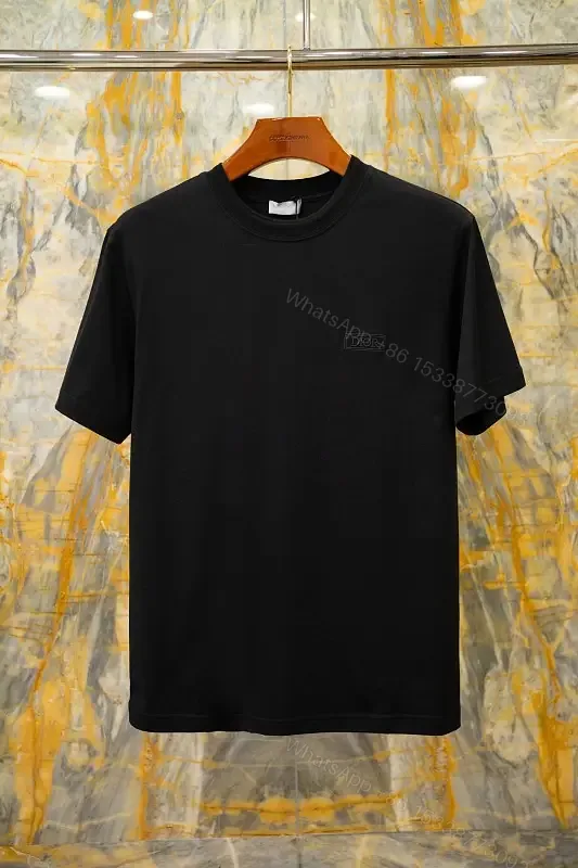 View 1 of Black Cotton T-Shirt with Logo Patch, Classic Style, Everyday Wear