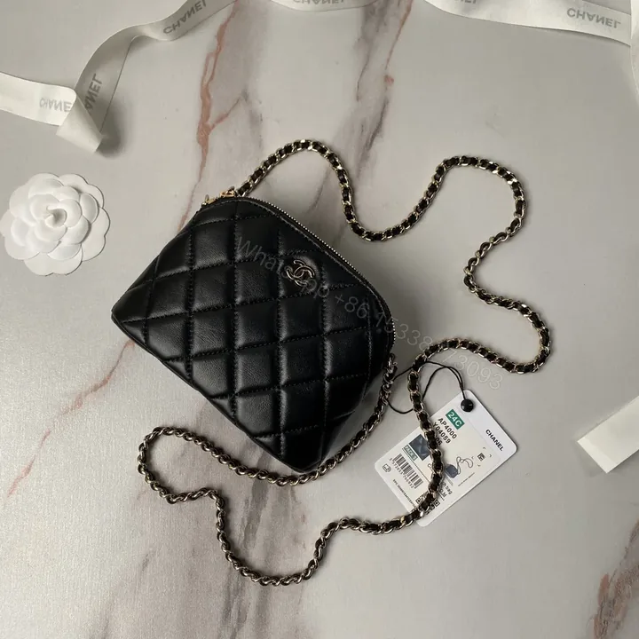 View 1 of CHANEL Black Leather Makeup Bags