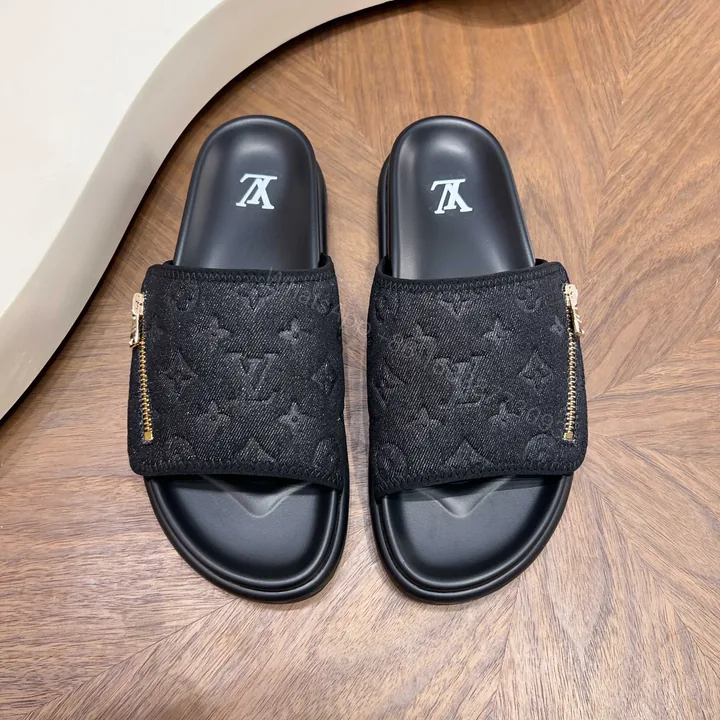 View 1 of LV A貨 男款 黑色Monogram拖鞋 拉鍊休閒款