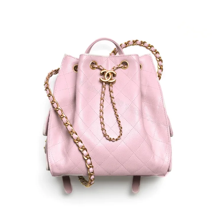 View 1 of Chanel 25 Medium Size Backpack Grain Effect And Gold Metal Pink 23Cm