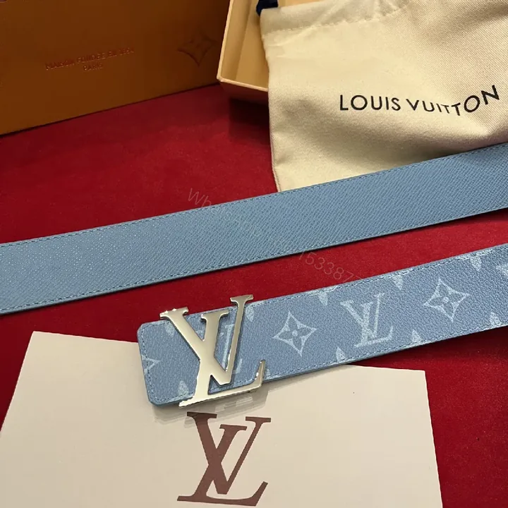 View 1 of Blue Monogram Belt: Luxe Chic Casual-to-Formal Accessory