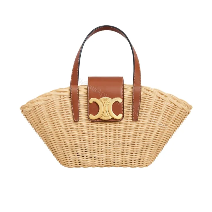 View 1 of CELINE TEEN COUFFIN IN WICKER AND LEATHER TAN 15CM 116572FWE 02NT