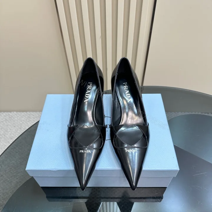 View 1 of 高仿Prada*1I976N尖頭走秀款高踭鞋5.5CM黑色免檢版