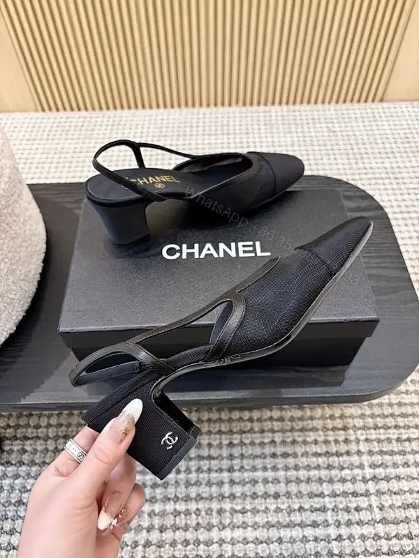 View 1 of Sleek Slingback Heels: Minimalist Black Textile, Block Heel