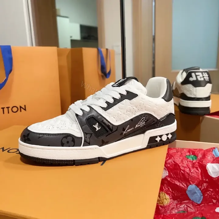 View 1 of Bold Monochrome Trainer: Premium Leather, LV-Inspired