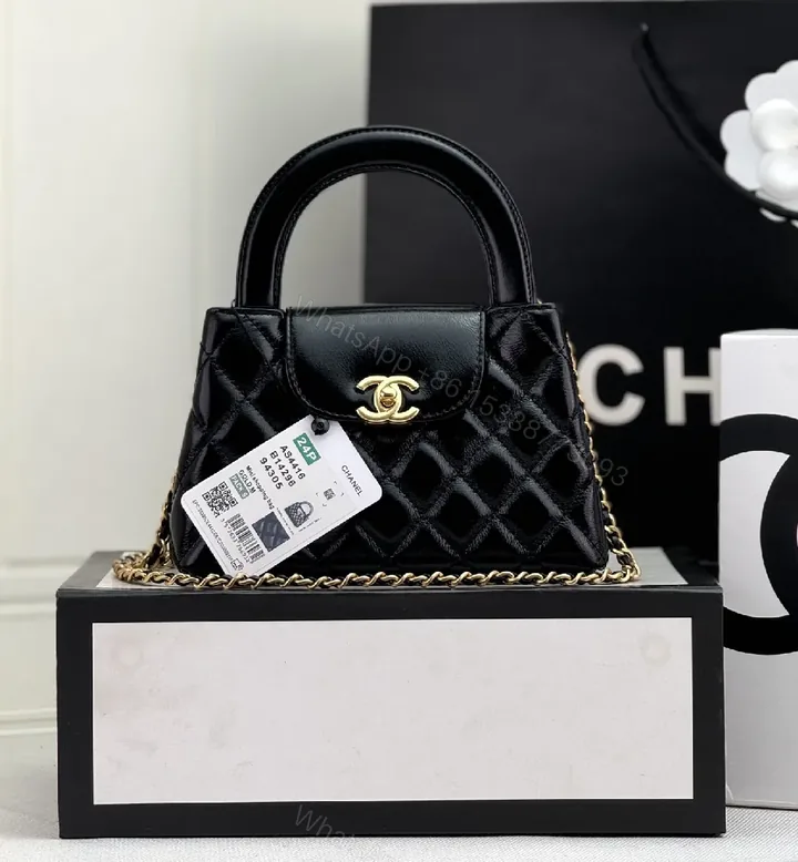 View 1 of Chic Quilted Mini Handbag with Gold Turn-Lock Hardware