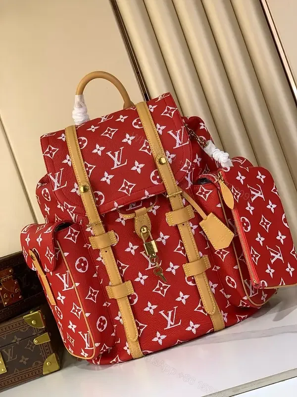 View 1 of Bold Red Monogram Backpack: Modern Everyday Luxury