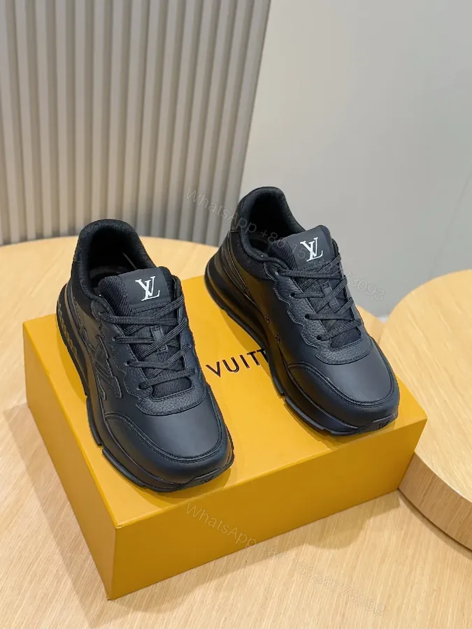View 1 of Black Leather Sneaker with Signature Detailing - Men’s/Ladies High-Top