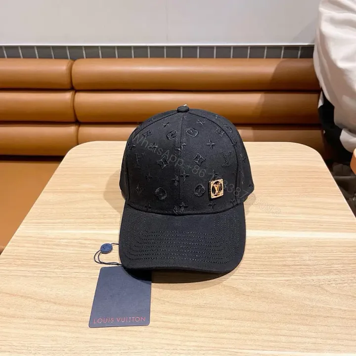 View 1 of Patterned Cap with Subtle Luxe Branding Cap - Textured Monogram, Gold Plaque
