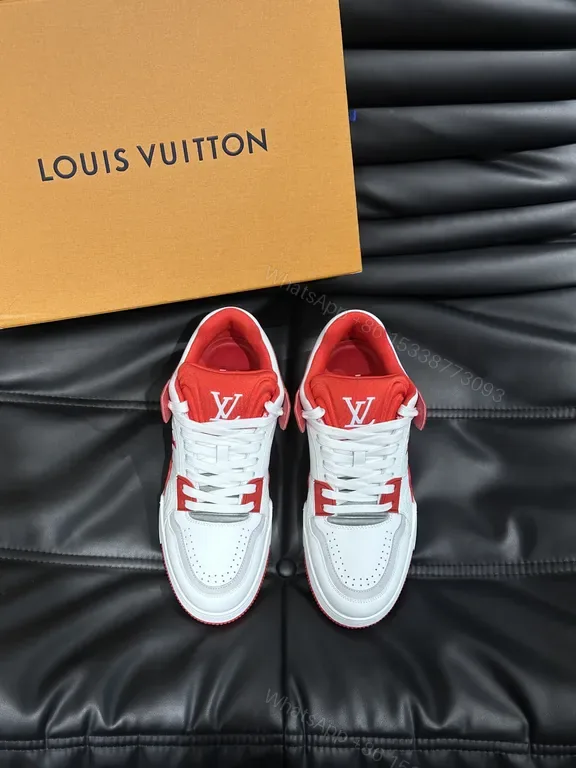 View 1 of Dynamic White-Red LV Detail High-Tops Sneakers
