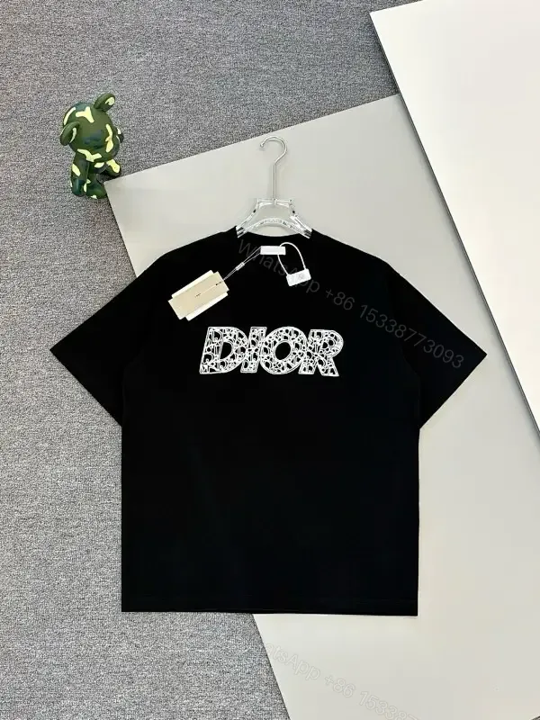 View 1 of Black Cotton DIOR Graphic Tee—Premium Streetwear Essential