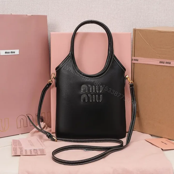 View 1 of 高仿miumiu繆繆*IVY系列5BA281迷你托特包黑色免檢版