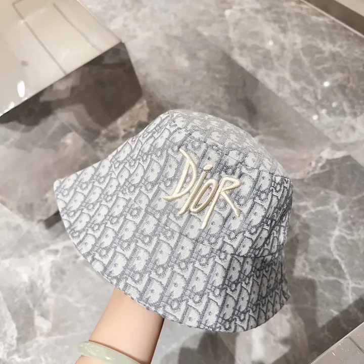 View 1 of Dior-Patterned Denim Bucket Hat â€” Subtle Luxury Styling