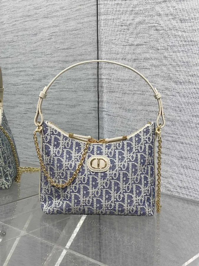 View 1 of Blue Denim Luxe Mini Bag - Gold Hardware, Structured Chic, Everyday