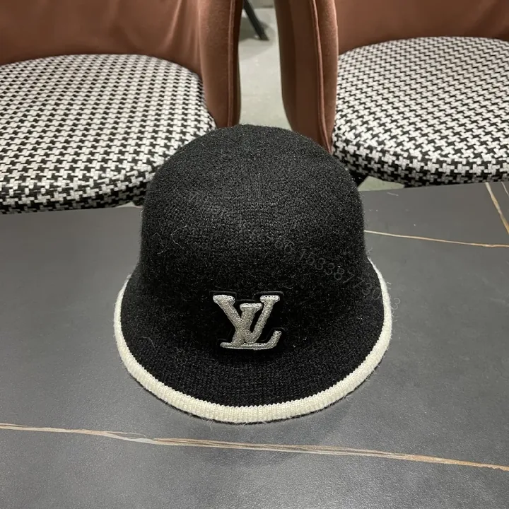 View 1 of Compact Luxury Knit Hat with Subtle LV-Inspired Emblem