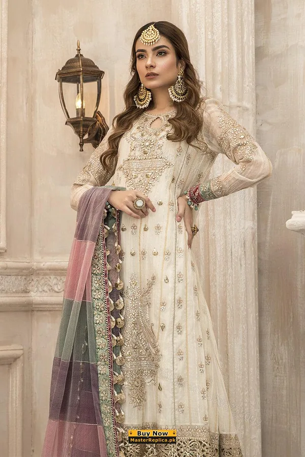 View 1 of Maria B Off White Wedding Suit Master Replica 2020