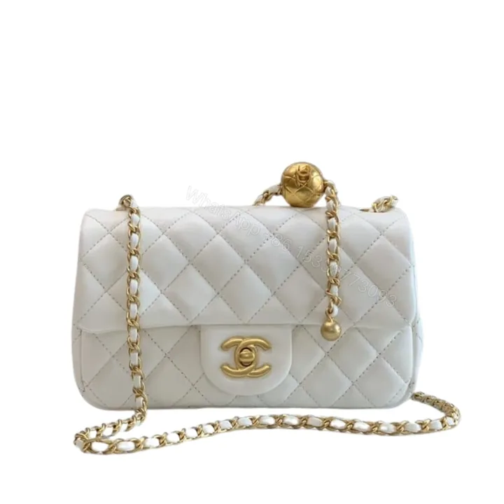 View 1 of Chanel Quilted Mini CC Pearl Crush Rectangular Flap White 20Cm