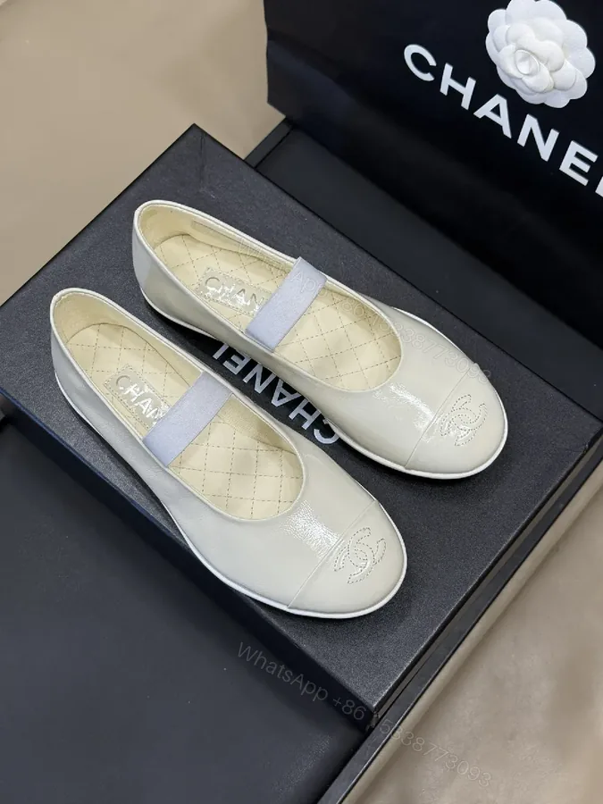 View 1 of Soft Neutral Patent Flats, Quilted Insole, All-Day Comfort