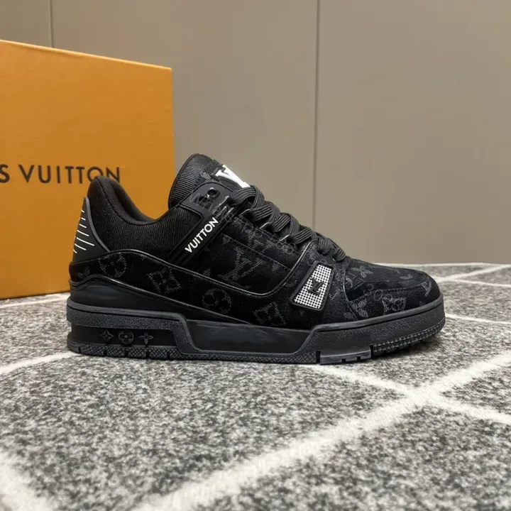 View 1 of Monochrome LV-Patterned High-Top Sneaker with Comfort Fit