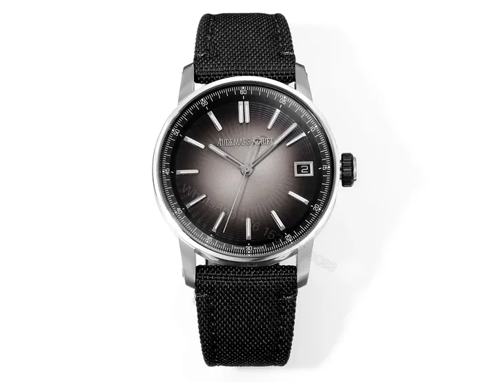 View 1 of R8 Factory Audemars Pigeut CODE 11.59 Smoke Grey Dial Stainless Steel Case Black Fabric Strap Automatic Watch 41mm