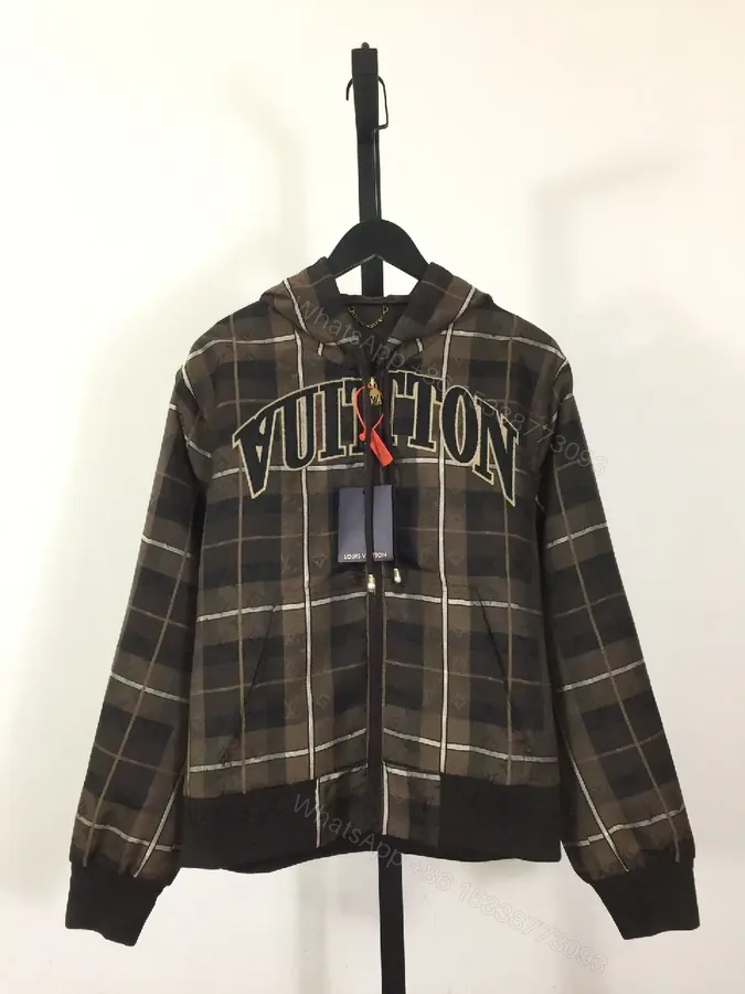 View 1 of Bold Plaid Windbreaker with LV Graphics