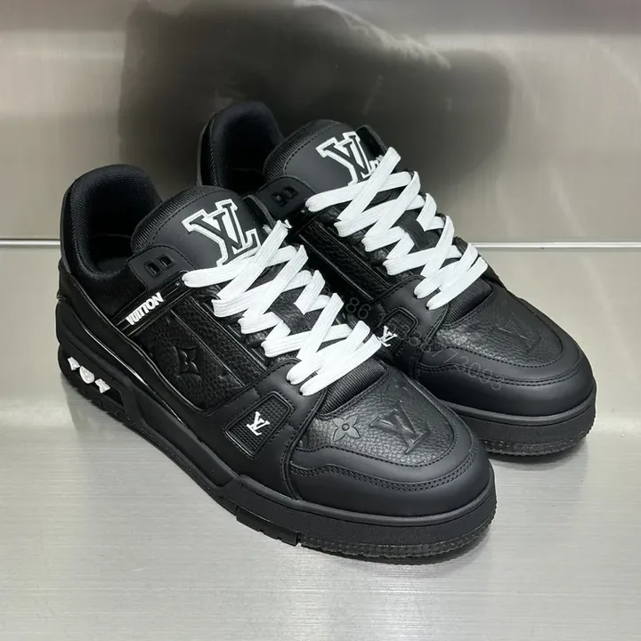 View 1 of Bold Leather Sneaker: Monogram-Texture City Style Shoes