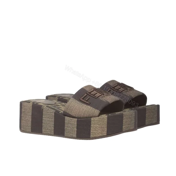 View 1 of FENDI SUNSHINE FLATFORM SLIDES BROWN 8R8515AORHF1P95