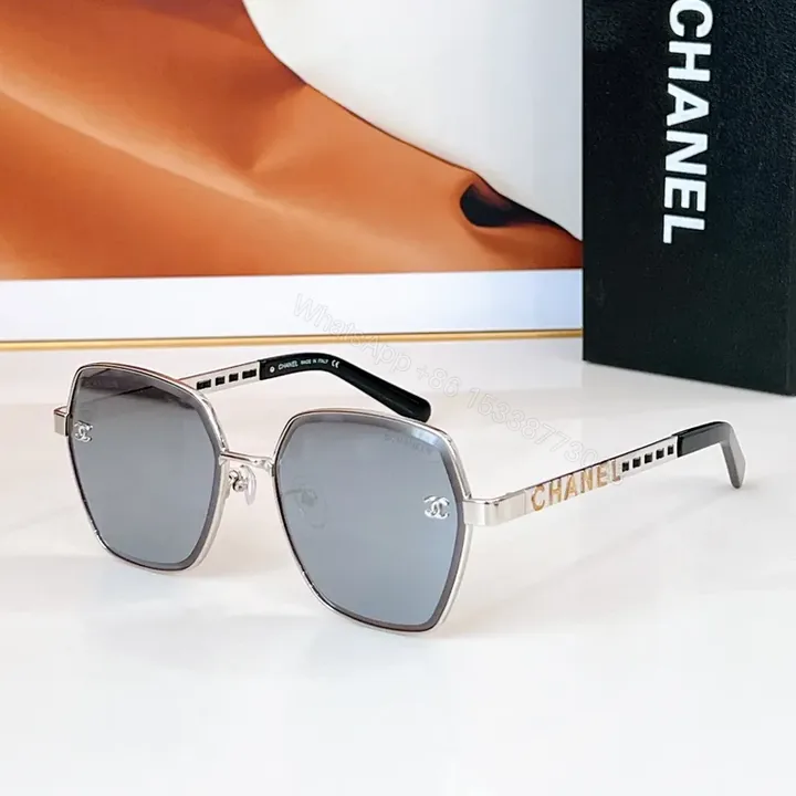 View 1 of Lux Chanel Square-Frame Sunglasses with Signature Details