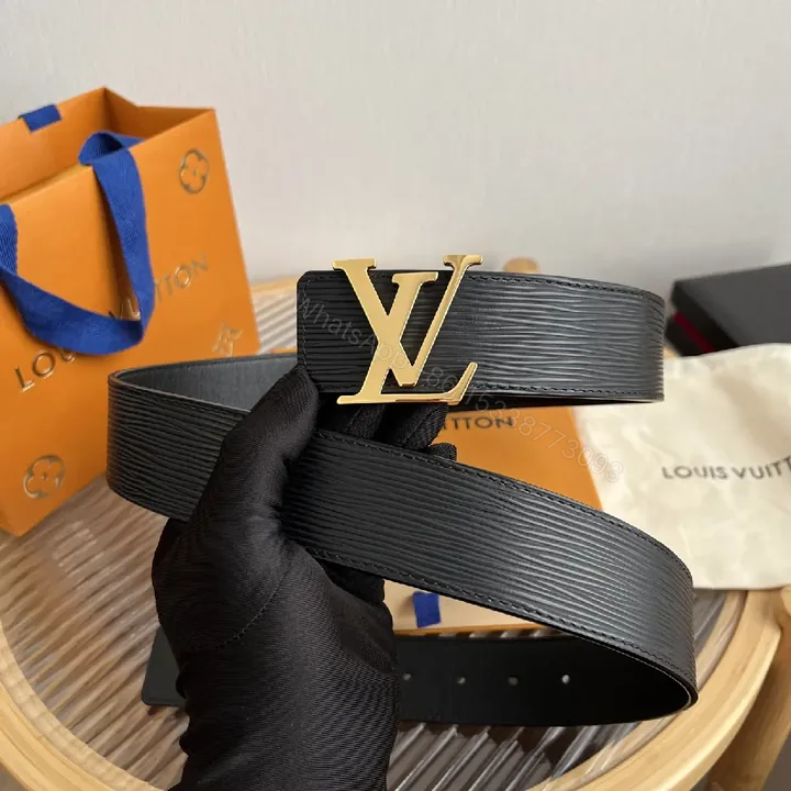 View 1 of Gold Buckle Patterned Modern Belt - Luxury Casual Accessory