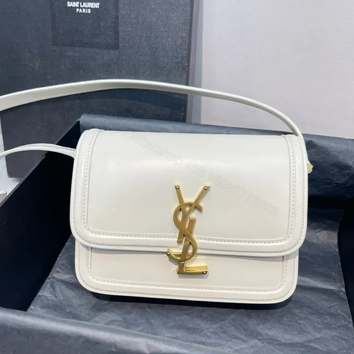 View 1 of Chic White Leather Crossbody: YSL Monogram Gold Hardware Bag