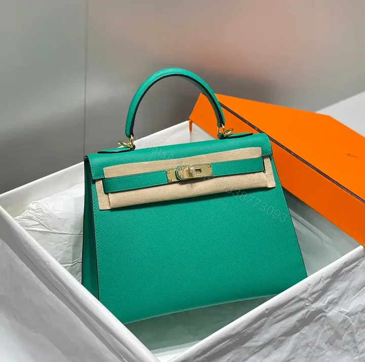View 1 of HN 28CM IN VERT VERTIGO EPSOM CALFSKIN GOLD HARDWARE
