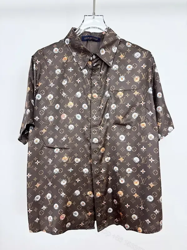 View 1 of Patterned Luxury Shirt-Jacket with LV-Inspired Print