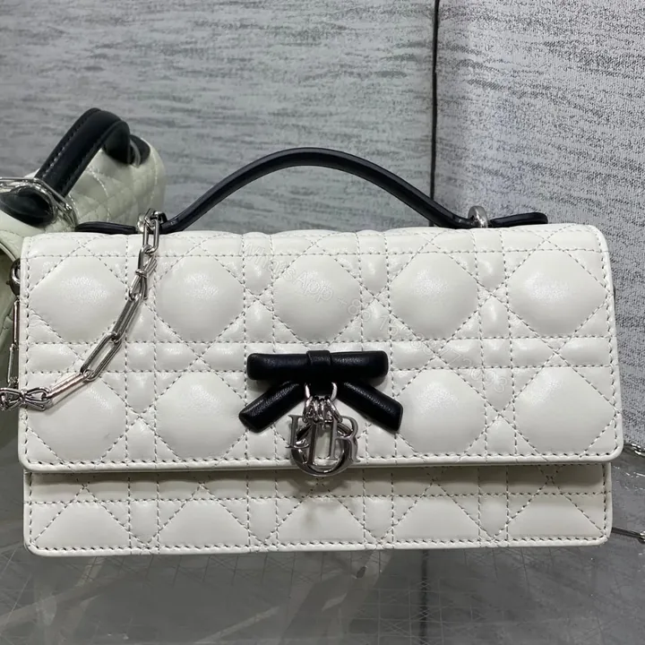 View 1 of Dior My Dior Mini Bag in white and black lambskin
