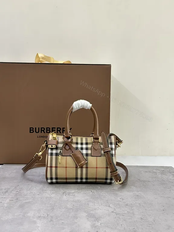 View 1 of Plaid Luxe Crossbody: Burberry-Inspired Leather Trim Bag