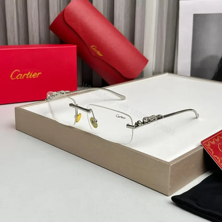View 1 of Cartier Rimless Panther Eyeglass Silver