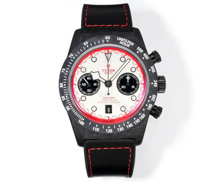 View 1 of Tudor R29 Biwan Red Accent Chronograph Black Strap Premium 42MM M7937KN-0001