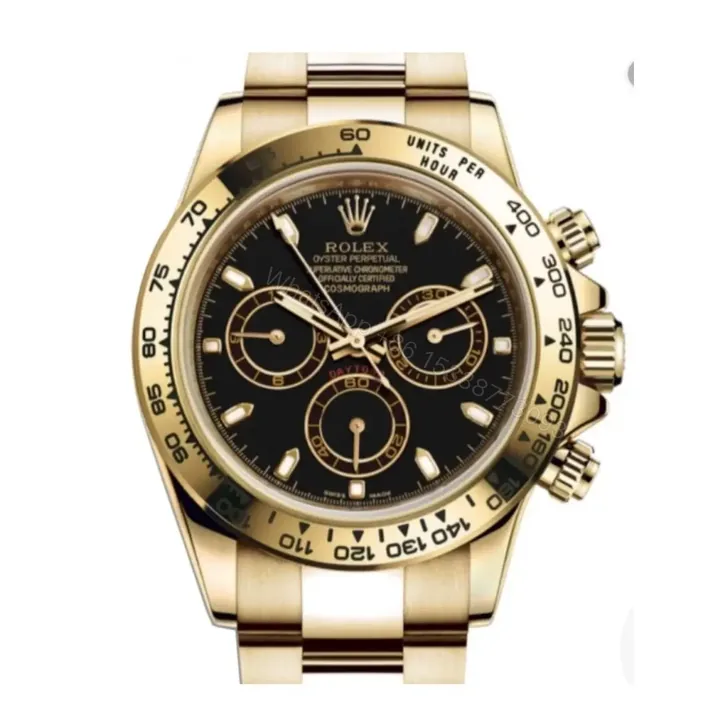 View 1 of Best Swiss Clone Replica Rolex Daytona Gold Black Dial
