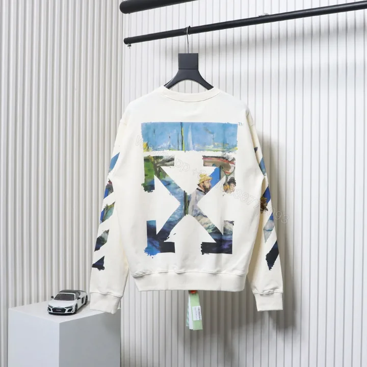 View 1 of Off-White Oil Painting Printed White Hoodie