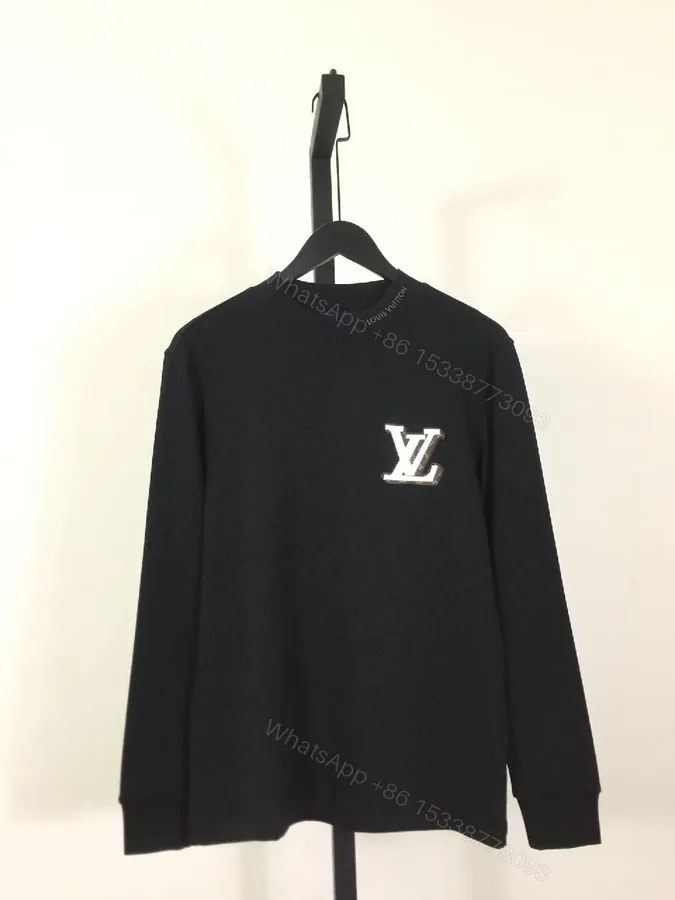 View 1 of Dark Essentials Black Knit Crewneck with Subtle LV Emblem