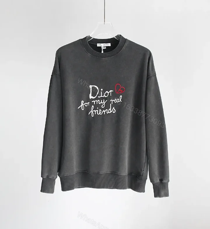View 1 of Charcoal Cotton Embroidered Logo Sweatshirt — Luxe Street Style