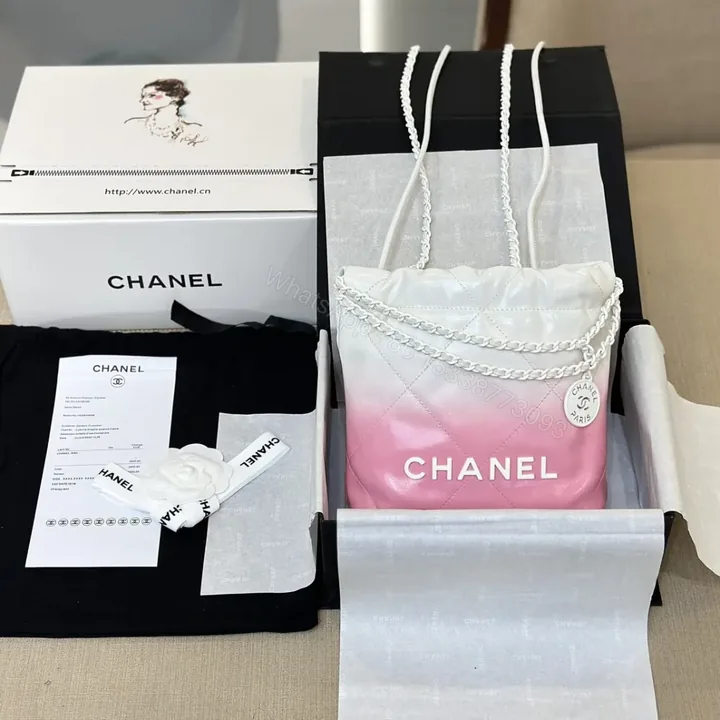 View 1 of Chanel 11 Handbag 22 Mini Mix White Pink Woman’s 20cm