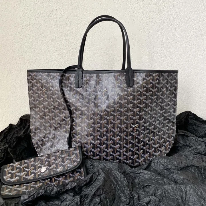 View 1 of 高仿Goyard*STLOUIH滿印Tote購物袋黑色中號免檢版