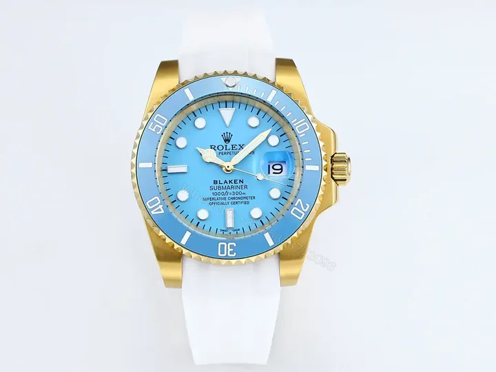View 1 of Stunning blaken tiffany submariner replica 40MM Yellow Gold Custom RG-BLAKEN-TIFFANY-SUB-GOLD